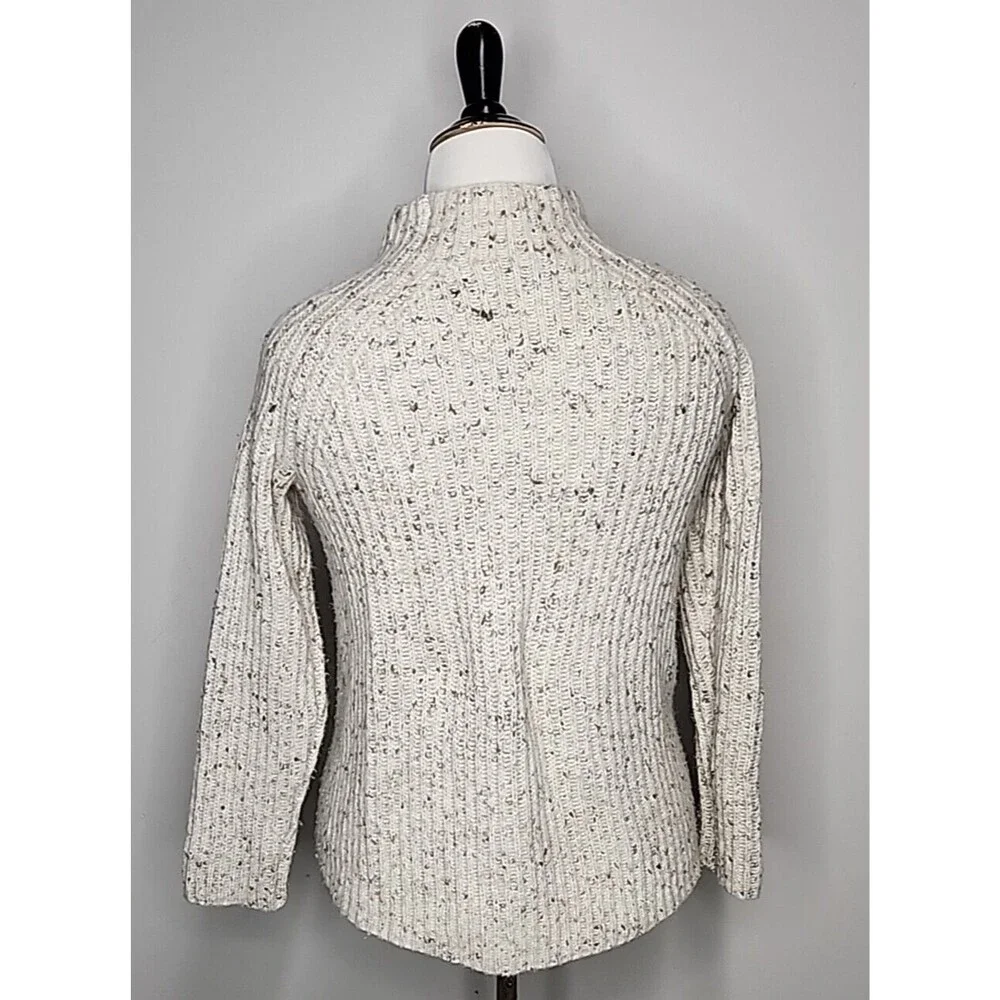 Madewell Donegal Northfield Mockneck Wool Beige Oversized Knit Sweater Womens XS